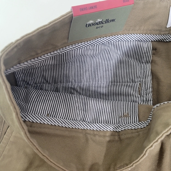 New! Men's Goodfellow Skinny Chino Pants Dark Khaki, Length 30 - Picture 6 of 12